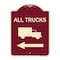 Signmission Trucks All Trucks W/ Truck & Left Arrow Heavy-Gauge Aluminum Sign, 24" x 18", BU-1824-22783 A-DES-BU-1824-22783 - alternate 1